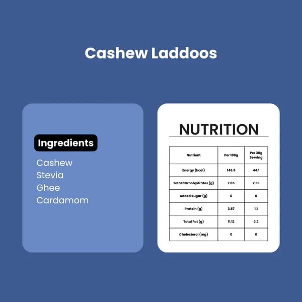 Image of KiloBeaters Sugar Free Cashew Ladoo | Low Carb Keto Sweet | Vegan, Gluten Free & Plant-Based Mithai | Made with Premium Cashews & Almonds | Healthy Rakhi, Diwali & Festive Gift | 400 g