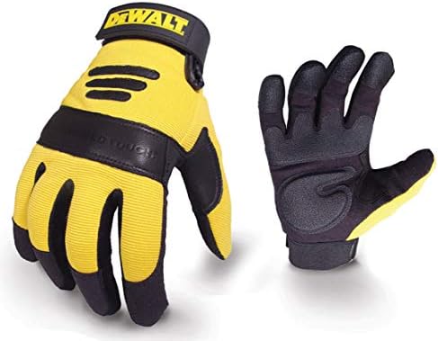 DEWALT Men's - Synthetic Padded Leather Palm Gloves Large, Black/Yellow, L (1 pair)