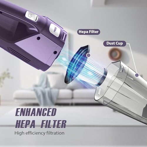 Image of Bossdan Handheld Vacuum Cordless - Car Vac Portable with 8KPA & Multi Accessories & Low Noise, Lightweight Hand Held Vacuum Cordless Rechargeable for Car /Home /Dust /Pet Hair, Mine Portable Vacuum