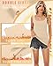 Yearntown 4 Pack Women's Thermal Fleece Sleeveless Tank Tops, Square Neck Slim Fit Camisole Warm Base Layer Underwear Vest(Cream, Light Mixed Gray, White, Black,Medium)