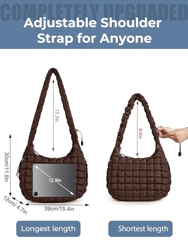 Image of Puffer Quilted Tote Bag for Women Nylon Crossbody Bags Puffy Purse Hobo Large Shoulder Bag Trendy