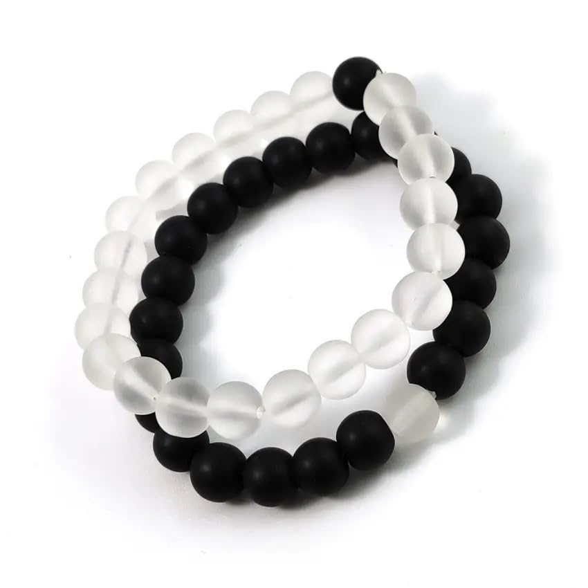 MEENAZ Bracelet for Women Men boys Fashion White Black Beads Bracelets Couple Bracelets Strechable Adjustable Jewellery Birthday Gift Anniversary Wife Husband Stone Couples Combo Best Friend black 363 (B0CHQN5PZT) Amazon Price History, Amazon Price Tracker