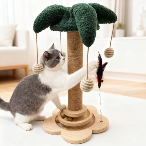 Rascador para gatos torre de sisal con juguetes interactivos miniatura 1