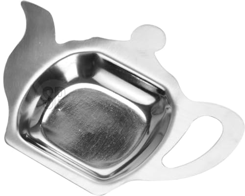 PAAJEE Stainless Steel Tea Bag Tidy - Teapot Design Holder for Used Tea Bags Storage Dish & Decorative Coasters
