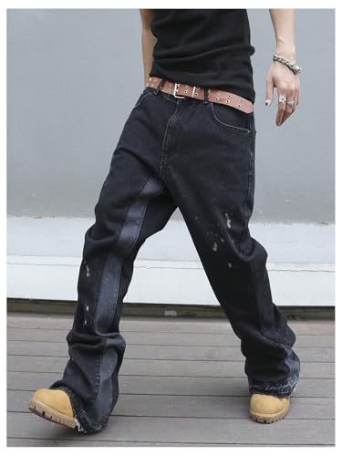 Verdusa Men's Vintage Distressed Ripped Jeans Grunge Straight Leg Denim Pants with Pockets3