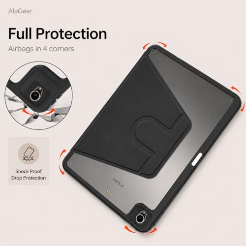 Image of Mavro Leather Case for OnePlus Pad Go 2 12.1 Inch and Oppo Pad 5, 360 Rotation Stand, Clear Back Cover with Pencil Holder (Black, 360 Rotating)