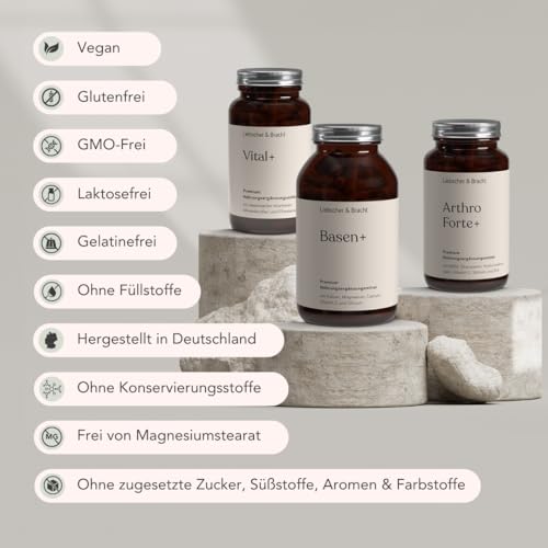 Liebscher & Bracht Premium Nahrungsergänzungsmittel 3er-Kombi: 1x Vital+ / 1x Arthro Forte+ / 1x Basen+ für 2 Monate, vegan, lactose- & glutenfrei, laborgeprüft