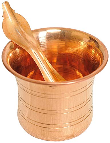 Copper Pot Traditional India Pancha Patra Udharini with Achmani
