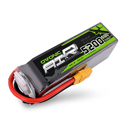 OVONIC 6S Lipo Akku 50C 5200mAh 22 2V Lipo Akku mit XT90 Anschluss für RC Flugzeug Quadcopter Hubschrauber FPV Drohne