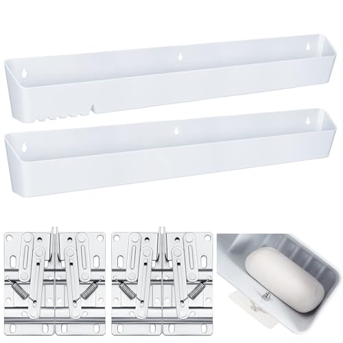 Image of Umigy 2 Pack 24 inch Kitchen Sink Tip Out Tray, False Drawer Front Flip Tray with Hinges & Clips, Sink Sponge Soap Organizer for Kitchen Bathroom, White