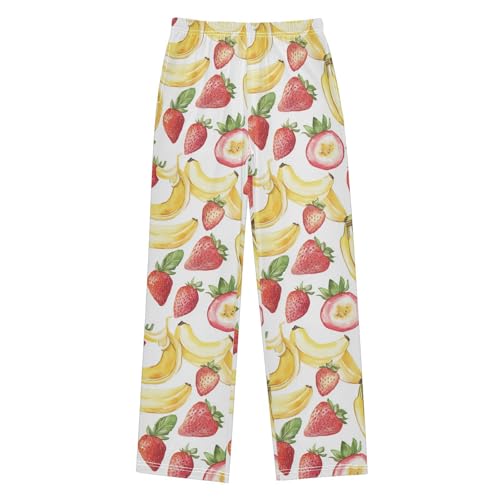 Pajama Bottoms, Pattern with Banana and Strawberry Sleeping Pant Lounge Wear Pajamas Long Pants Sleepwear Pjs