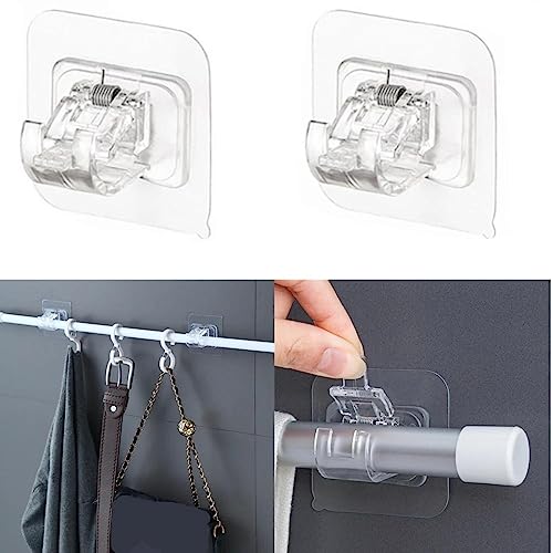 Gancho Auto Adesivo Parede Cortina Varão Toalha Banheiro 2un (Transparente)