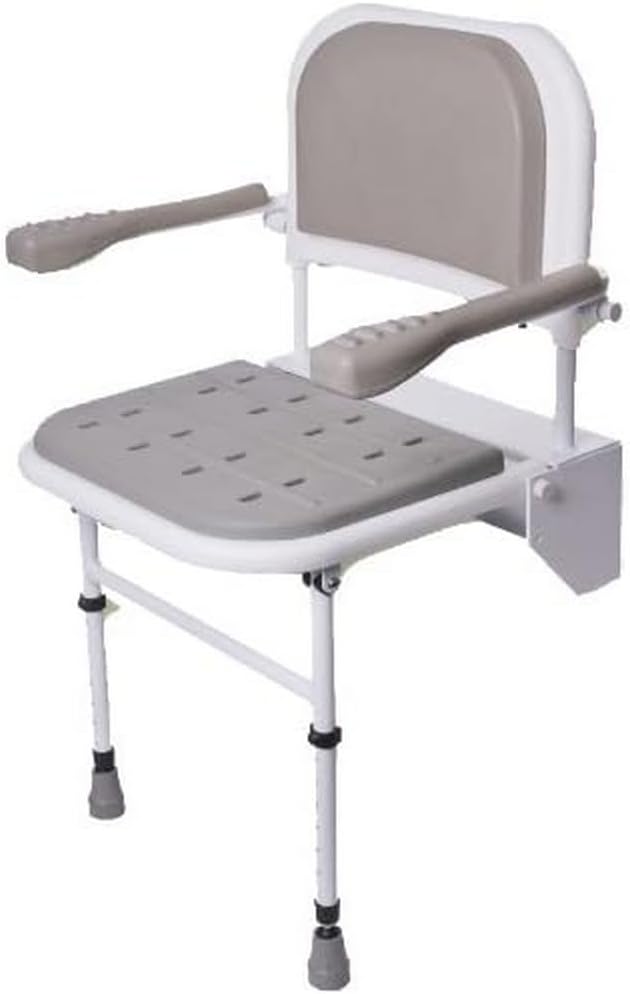 NRS Healthcare Folding Shower Seat with Legs, Padded Seat, Padded Backrest and Padded Armrests