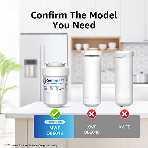 Overbest Mwf Water Filter Compatible With Ge® Refrigerators, Replacement For Ge® Mwf, Smartwater Mwfp, Mwfa, Gwf, Mwfap, Hdx Fmg-1, Wfc1201, Hwf, Gse25Gshecss, Kenmore 9991, Rwf1060, 197D6321P006 #TOP1