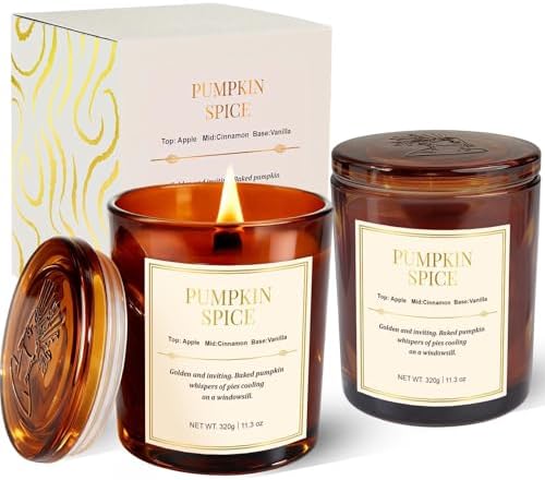 Candle Gift Set –2 Pack Wood Wick Pumpkin Spice Scented Candles,2...