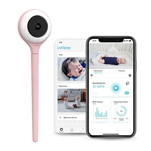 Lollipop Baby Monitor with True Crying Detection - Smart WiFi Baby Camera (Cotton Candy)