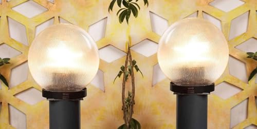 Image of 6 Inch Transparent Globe Gate Light for Main Gate Pillar, Clear Plastic Outdoor Garden Lamp, Round Pillar Post Light (Bulb Not Included) Pack of 3