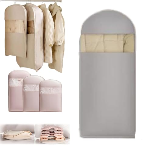 Otherwisie Space Saving Hanging Garment Bag With Self Compression Zipper, Hanger Organizer Space Saver Storage Bags For Coats, 2025 New Space Saving Hanging Protector (Gray, X-Large)