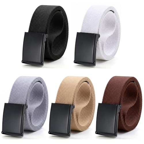 Image of Mile High Life Cut To Fit Canvas Web Belt Size Up to 52 inch with Flip-Top Solid Black Military Buckle