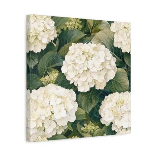 Toile hortensia blanc pour illuminer un salon sombre ou vide