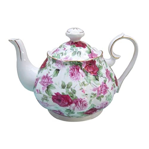 Gracie China Rose Chintz Porcelain 4-1/2-Cup Teapot Pink Summer Rose