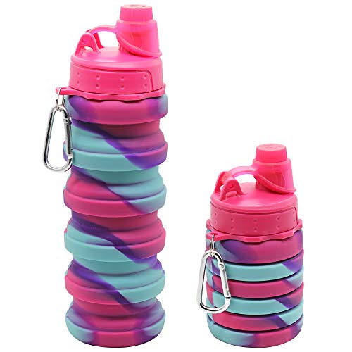 Image of HAMSTER London Silicone Expandable and Foldable Water Bottle for Kids 500ml (Hot Pink)