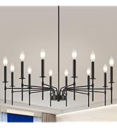 YURNYQ Modern Black Chandelier Light Fixture,12 Light Farmhouse Chandeliers for Dining Room Light...