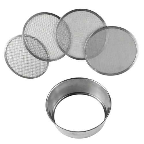 YIZITU Set setaccio portatile in acciaio inox per suolo, diametro 20,3 cm, con dimensioni regolabili per giardinaggio domestico