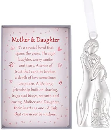 Gifts for Mom from Daughter - Mother Embracing Daughter Ornament with Sentiment, Gift for Mother's Day Thanksgiving Christmas, Birthday Gifts for Mom, Wedding Gift from Mother to Bride