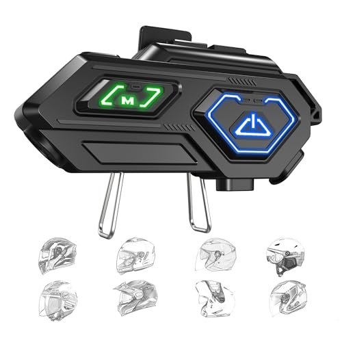 Image of Sounce Jarvis Sentinel Pro Motorcycle Bluetooth Intercom Headset - Wireless Helmet Earphones with 50MM HD Speakers, LED Emergency Lights, IPX6 Waterproof, Auto Call Answer, HiFi Stereo Sound