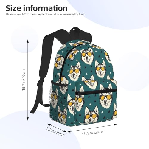 Travel Laptop Backpack for Men Women - 17L Water Resistant Lightweight Beach Backpack with Laptop Compartment, Cute Husky Print Travel Bag with Adjustable Carry Straps2