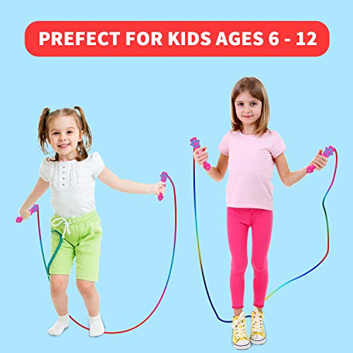 Ynybusi Kids Jump Rope Jump Rope For Kids - Kids Jump Rope Skipping Rope 2 Pack For Girls Kids Beginners Boys, Great For Children Students Adults Sport Fun Activity & Party Favor & Fitness(Rainbow) #TOP3