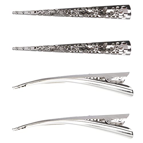 Beaupretty 4PCS Pinzas para Cabello tipo Cocodrilo de Metal Plateado, Diseño Hueco Largo miniatura 1