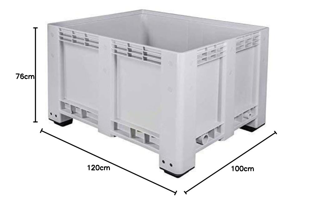 BP Bigbox Palettenbox 1200x1000x760 mm mit Deckel – 570 Liter Volumen geschlossen – Robuste Materialbox aus HDPE mit 4 Füßen – Kunststoffbox für Industrie & Lager