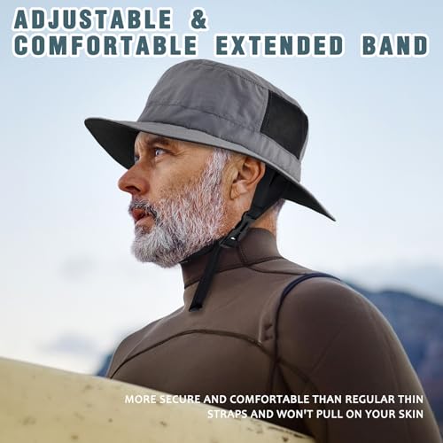 Seektop Surf Bucket Hat with UPF 50+ UV Protection, Waterproof Sun Hat with Adjustable Chin Strap for Surfing, Water Sports