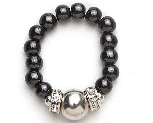 Silver and Black Magnetrim Therapy Stretch Wellness Ring, Ring Size - Large (8-9), Silver