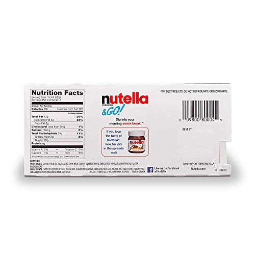 Nutella And Go Snack Packs, Chocolate Hazelnut Spread With Breadsticks, Perfect Bulk Snacks For Kids' Lunch Boxes, 1.8 Oz, Pack Of 4 #TOP4