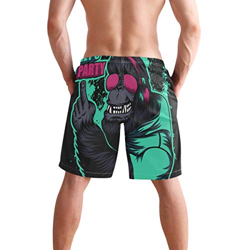 Men's Summer Beach Shorts Leisure Quick Dry Swimming Pants，Gorilla Headphone Party3