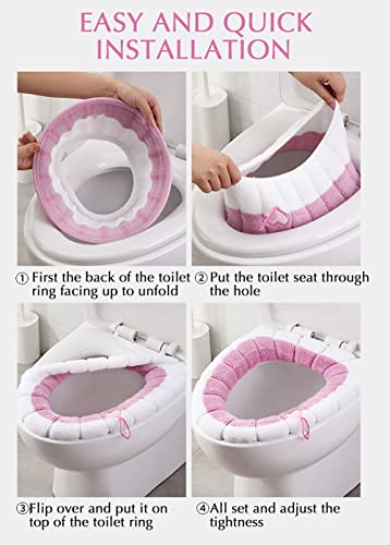 N-D 2 Stück WC-Sitzwärmer Kissen Toilettenmatte Toilettensitzbezüge Wc Sitz Cover Universal Dehnbar Waschbar Toiletten Sitzbezug mit Aufhängeschlaufe Weiche Toilettenkissen Für Badezimmer – Bild 8