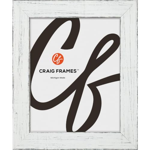Craig Frames 12x15 White Picture Frame Matted to 8.5x11, Rustic Wall Decor
