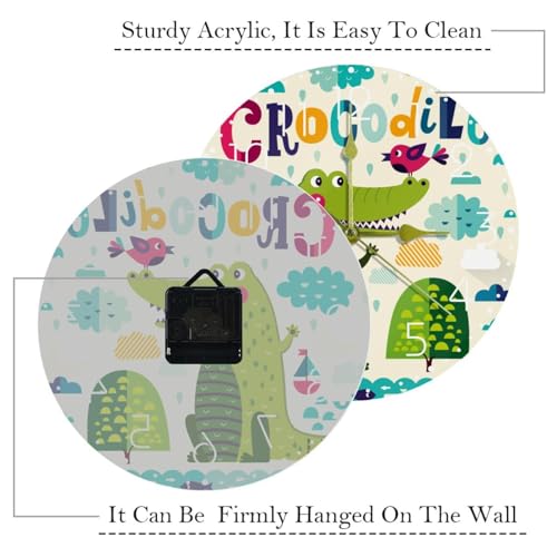 Horloge murale crocodile 25 cm silencieuse pour enfant - 4
