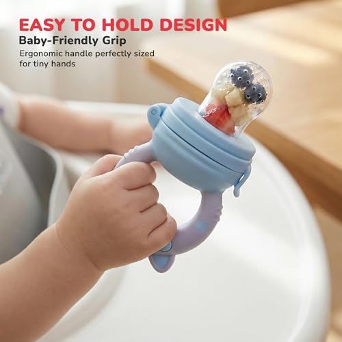 Image of Baybee Silicone Fruit Nibbler & Baby Food Feeder | Baby Teether & Pacifier for 3+ Months Toddlers | Babies Fruit & Food Veggie Teether for Infants | Hygenic & BPA Free Extra Soft Organic (Blue)