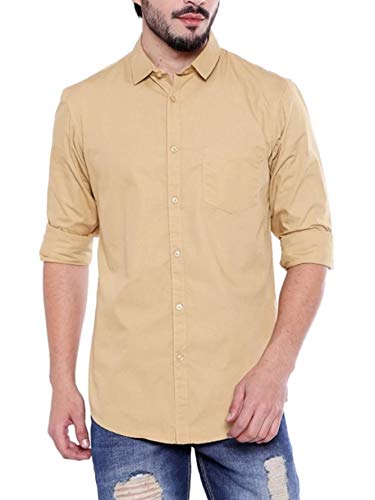Buy Men's Polyester Shirt (Light Khaki 