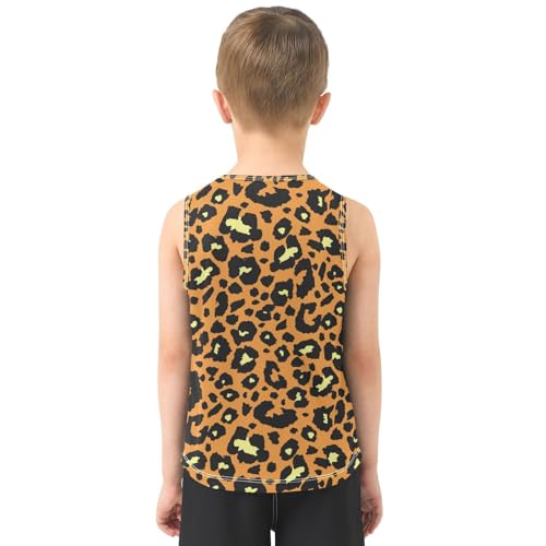 susiyo Brown Leopard Print Boys Sleeveless Tank Top Toddler Athletic T Shirts3