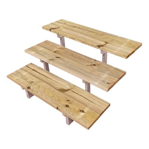 Escalier bois limons métal kit 3 marches extérieur 60 cm