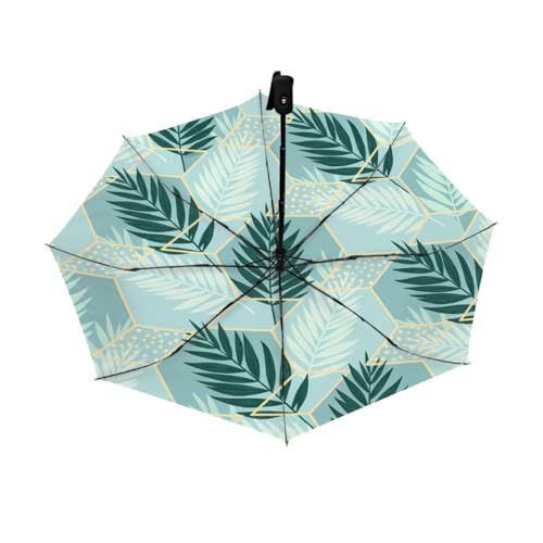 Parapluie de voyage automatique compact pliant motif géométrique tropical