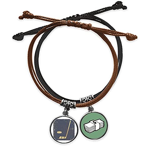 Cadena de mano de cuero legítimo azul con cordón y motivo de golf premium