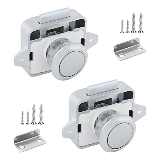 Amfrpar 2 Piezas Cerradura Puerta Pulsador para Autocaravana, Boton Cierre Armario, Camper, Barco, Cajones, Puertas de Gabinetes (Chromé)