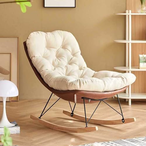 Modern Accent Rocking Chair,Upholstered Glider Chair with High Backrest,Nursery Rocking Chair,Comfy Side Chair,for Nursery, Bedroom, Living Room(Brown)