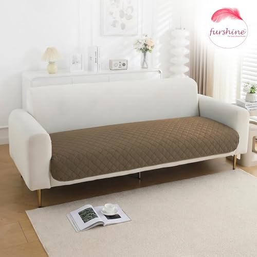 Image of 3 Seater Quilted Sofa Mat Cover | Elegant Brown Sofa Protector for Living Room | Soft, Washable | Perfect for Enhancing Living Room Interiors
